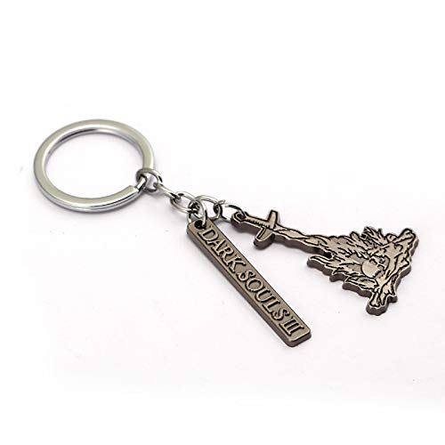 guodong Dark Souls 3 Llavero Ps4 Games Metal Logo Colgante llaveros Hombres Coche Mujer Bolso Llavero Juego joyería