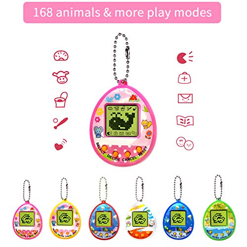 HahaGo 3 Piezas Juguete Virtual Cyber ​​Pet Consola de Juegos para Mascotas Digitales Mascotas portátiles Mini Juguetes electrónicos de Animales de Bolsillo de máquina con Llavero(Color Aleatorio)