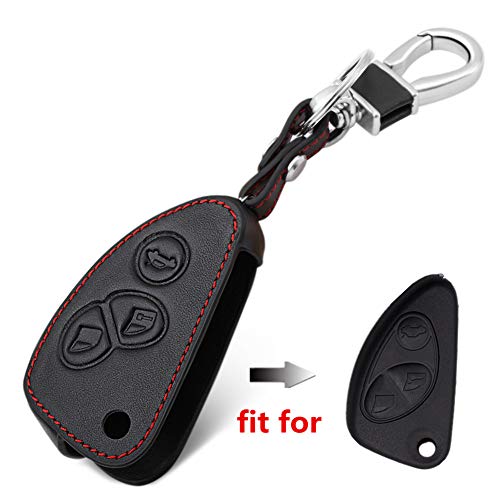 Happyit Cuero Llave del Coche Cubierta Fob Caso para Alfa Romeo 147 156 166 GT JTD TS 3 Botones Tirar la Llave del Coche a Distancia