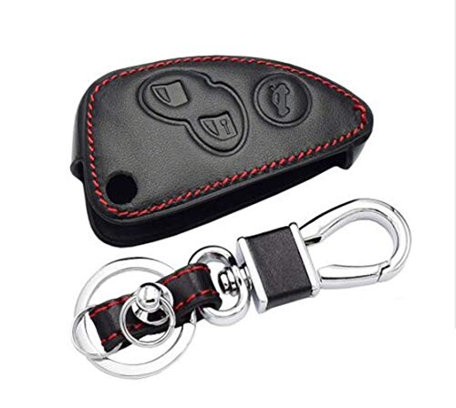Happyit Cuero Llave del Coche Cubierta Fob Caso para Alfa Romeo 147 156 166 GT JTD TS 3 Botones Tirar la Llave del Coche a Distancia