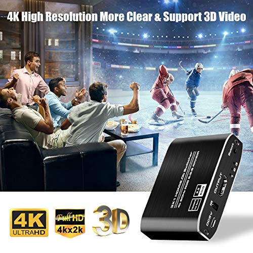 HDMI Switch 3 Entradas a 1 Salida, HDMI Conmutador 3D 4K 1080P Ladron HDMI Switch con Mando a Distancia para PS3/4 Xbox Chromecast DVD BLU-Ray Decodificador Movistar Receptor Satélite PC TV