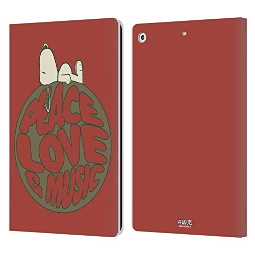 Head Case Designs Licenciado Oficialmente Peanuts Snoopy Paz Amor Música Woodstock 50º Carcasa de Cuero Tipo Libro Compatible con Apple iPad 10.2 (2019)/(2020)/(2021)