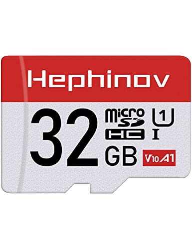 Hephinov Tarjeta Micro SD hasta 90 MB/Sec, 32GB Tarjeta de Memoria microSDHC con Adaptador SD (A1, U3, C10, V10, Full HD), Tarjeta TF para Móvil, Cámara Deportiva, Switch, Gopro, Tableta, Dron