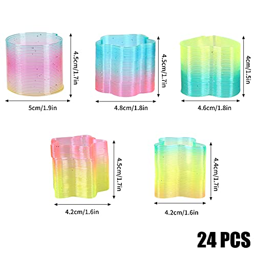 Herefun Juguetes de Primavera del Arcoiris, 24 Piezas Arco Iris Espiral Primavera, Rainbow Spiral Springs, Juguete Mágico Elástica, Colorido Juguetes Infantiles para Niños Fiesta de Cumpleaños
