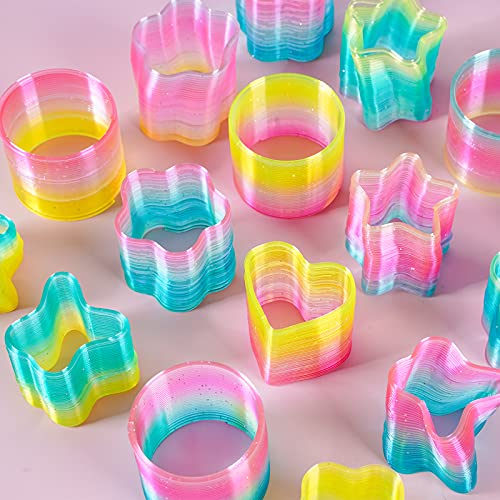 Herefun Juguetes de Primavera del Arcoiris, 24 Piezas Arco Iris Espiral Primavera, Rainbow Spiral Springs, Juguete Mágico Elástica, Colorido Juguetes Infantiles para Niños Fiesta de Cumpleaños