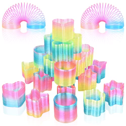 Herefun Juguetes de Primavera del Arcoiris, 24 Piezas Arco Iris Espiral Primavera, Rainbow Spiral Springs, Juguete Mágico Elástica, Colorido Juguetes Infantiles para Niños Fiesta de Cumpleaños