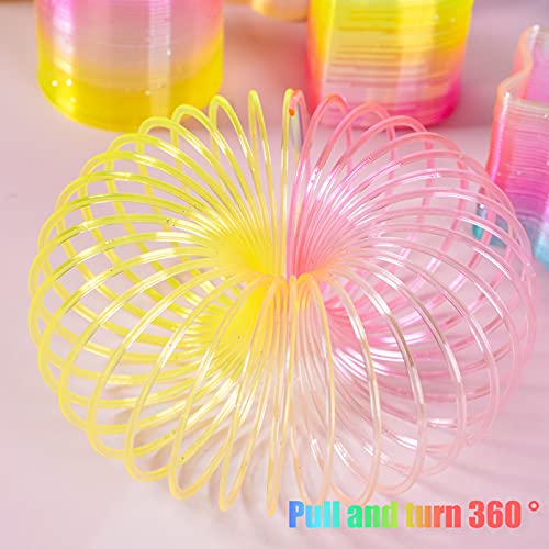 Herefun Juguetes de Primavera del Arcoiris, 24 Piezas Arco Iris Espiral Primavera, Rainbow Spiral Springs, Juguete Mágico Elástica, Colorido Juguetes Infantiles para Niños Fiesta de Cumpleaños