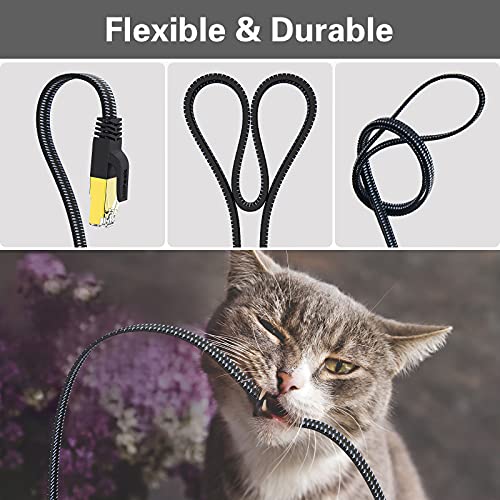 HiiPeak Cable Ethernet Cat 8 Nailon Plano, Cable de Red Lan de Alta Velocidad 40 Gbit/s y 2000 Mhz con Conectores Rj45 Chapados en Oro, Cable de Internet 2 metros