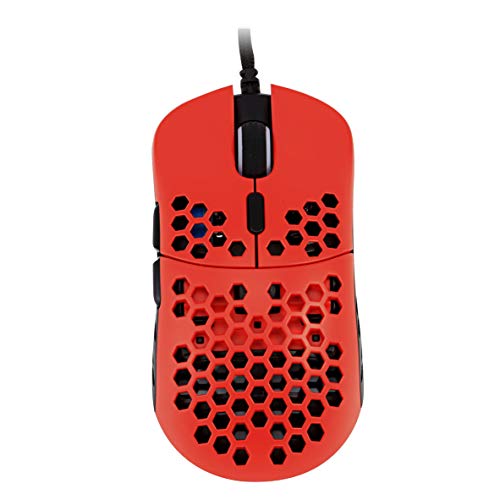 HK Gaming Mira M Ratón para Juegos con Cable Ambidiestro Honeycomb Ultralight RGB - 12000 cpp - 6 Botones - 63 g (Mira-M, Monza Red)