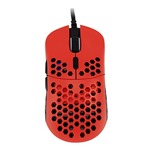 HK Gaming Mira M Ratón para Juegos con Cable Ambidiestro Honeycomb Ultralight RGB - 12000 cpp - 6 Botones - 63 g (Mira-M, Monza Red)