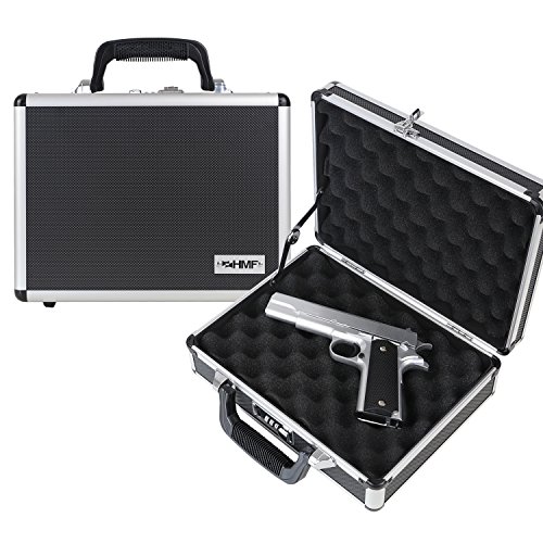 HMF 14401-02 Maleta de Aluminio para Pistolas con Cerradura de Combinación | 31 x 26 x 11 cm | Negro