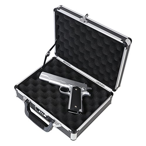 HMF 14401-02 Maleta de Aluminio para Pistolas con Cerradura de Combinación | 31 x 26 x 11 cm | Negro