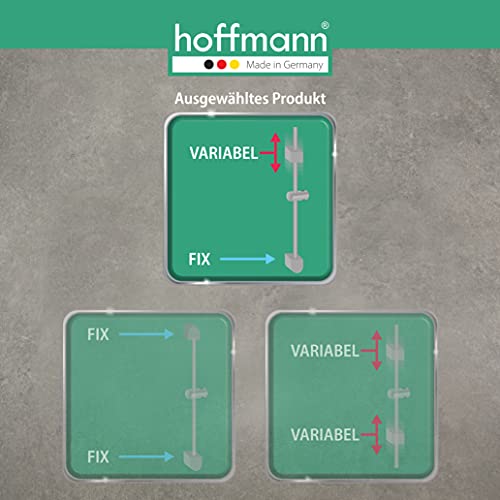 hoffmann Made in Germany Barra de ducha Essensa Plus con barra de 70 cm, ducha de mano de 90 mm, 3 tipos de chorro, manguera de 1,60 m y deslizador.