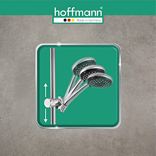 hoffmann Made in Germany Barra de ducha Essensa Plus con barra de 70 cm, ducha de mano de 90 mm, 3 tipos de chorro, manguera de 1,60 m y deslizador.