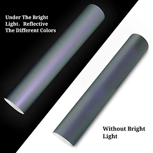 Holographic Reflective Heat Transfer Vinyl Colorful Rainbow HTV Under The Light with Heat Press for DIY T-Shirt 12 by 20 inch 2 Sheets/Bundle