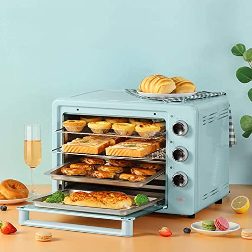 Horno Multifunción, Horno Tostador 32L Temporizador Puerta De Vidrio Doble Parte Superior E Inferior Horno Tostador De Encimera De Convección Negro Estético Y Práctico