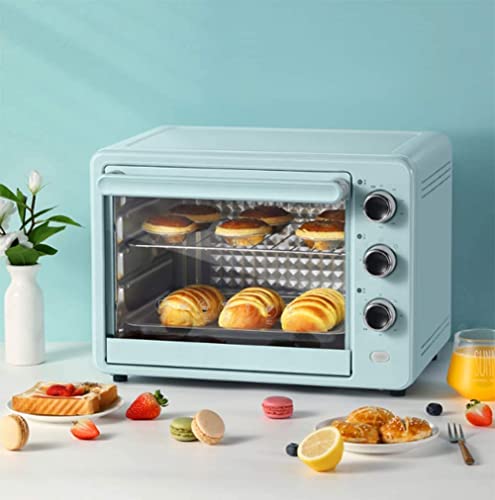 Horno Multifunción, Horno Tostador 32L Temporizador Puerta De Vidrio Doble Parte Superior E Inferior Horno Tostador De Encimera De Convección Negro Estético Y Práctico