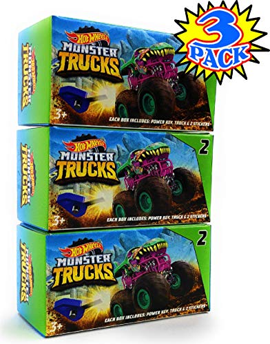 Hot Wheels Monster Trucks Mini Mystery Trucks con Key Launcher Series 2 Caja ciega Set de regalo para fiestas – Paquete de 3