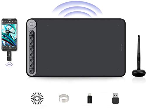 HUION Inspiroy Dial Q620M Tableta gráfica de Dibujo, Tableta Gráfica 10.5 x 6.56 Pulgadas, Controlador de Marcación Multifuncional, Conectividad Inalámbrica, óptima para Oficina en casa y E-Learning
