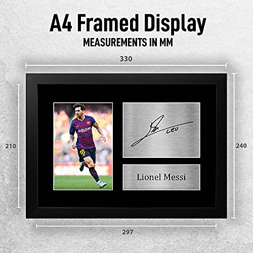 HWC Trading Lionel Messi A4 Enmarcado Regalo De Visualización De Fotos De Impresión De Imagen Impresa Autógrafo Firmado por Barcelona Los Aficionados Al Fútbol