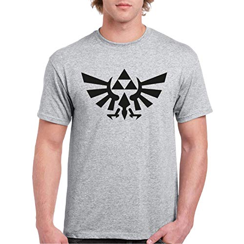 Hyrule Triforce Link to Past - Camiseta Fruit of The Loom (Gris Jaspeado, S)