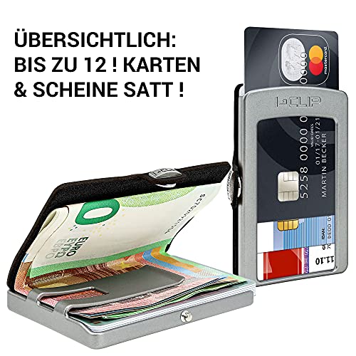 I-CLIP Original Silver Radio Impact Black, Compatible con AirTag *, Cartera, Billetera, Monedero