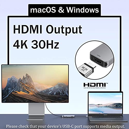 ICZI Hub USB C 6 en 1 de Aluminio Adaptador USB Tipo C a HDMI 4K Dex 2 USB 3.0 Lector de Tarjetas SD TF USB-C Power Delivery Dock Station para Macbook Pro Surface Pro 7 etc