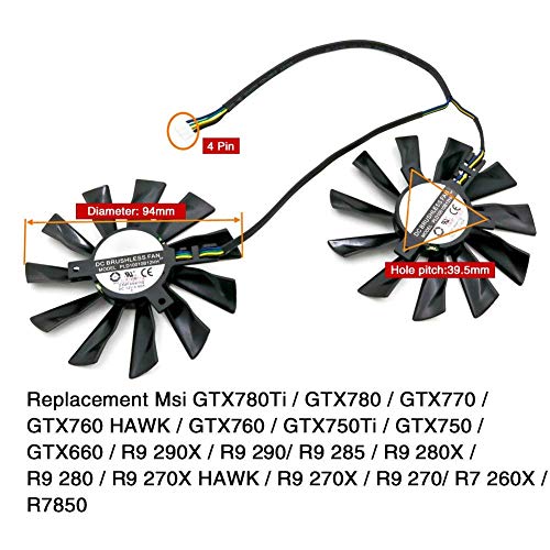 iHaospace PLD10010S12HH 95mm Graphics Card GPU Fan for MSI GTX780Ti GTX760 GTX750Ti R9 270/280/290 R7-260X R9-270X R9-280X R9-290X Video Card