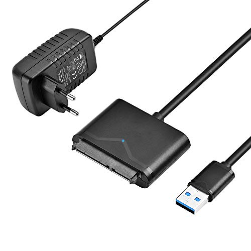 iitrust Adaptador de USB 3.0 a SATA III para 3.5" y 2.5" Discos Duros - SATA a USB 3.0 Convertidor y Cable externos, Soporte UASP, 16 TB MAX (12V Adaptador de Corriente Incluido),Color Negro (Negro)
