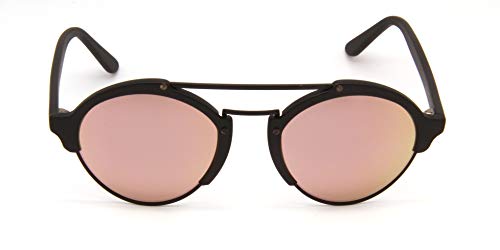 Illesteva Milan II Matte Black with Rose Mirror lenses