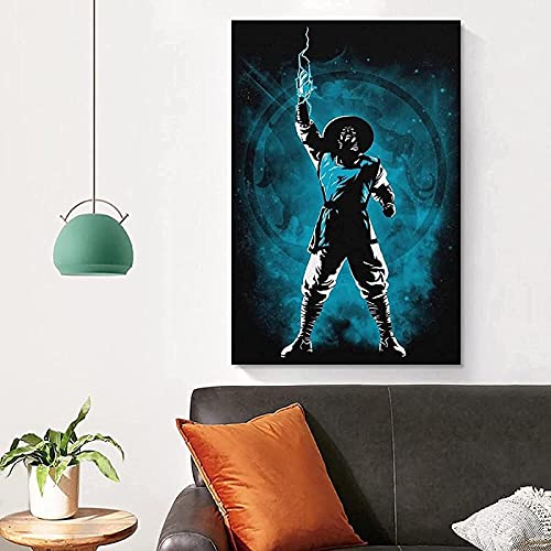 Impresión de lienzo Mortal Kombat Fighting Games Papel principal Dios del trueno Sala de estar Pinturas decorativas Cuadro de lienzo 30x45cm Sin marco