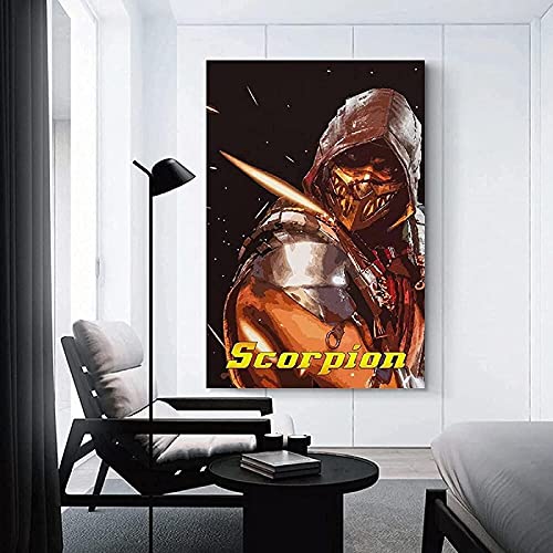 Imprimir sobre lienzo Scorpion Mortal Kombat Poster lienzo decoración del hogar arte de la pared pinturas interiores modernas 60x90cm Sin marco