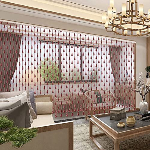 Indoor Porch Cut Off Decorative Curtains Natural Peach Gourd Entrance Curtain Easy to Clean Customizable (Color : Red Wine Size : 140x80cm-35 Strands) (Red Wine 120x80cm)