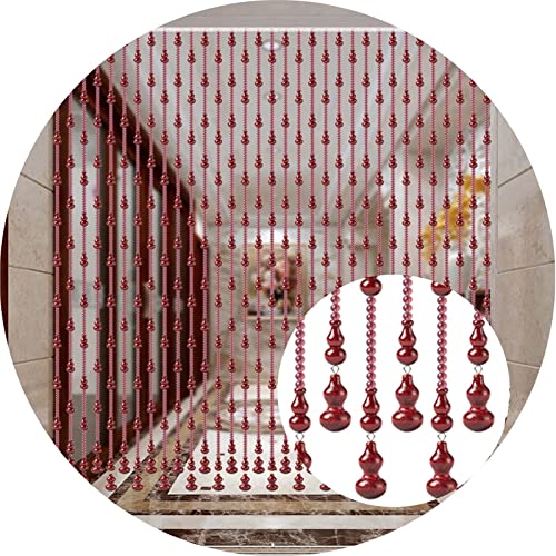 Indoor Porch Cut Off Decorative Curtains Natural Peach Gourd Entrance Curtain Easy to Clean Customizable (Color : Red Wine Size : 140x80cm-35 Strands) (Red Wine 120x80cm)