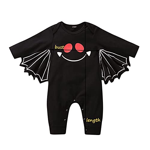 Infant Baby Boys Girls Halloween Outfit Long Sleeve Bodysuit Bat Costume Cosplay Clothes Romper Jumpsuits (Black, 0-3 Months)