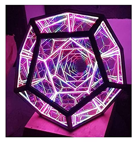 Infinite Dodecahedron Color Art Light, Cool Infinite Spiral Space Lámpara de Color, Dream Dimmable Lámpara de Noche Multicolor para Dormitorio Habitación Infantil Luz de Ambiente