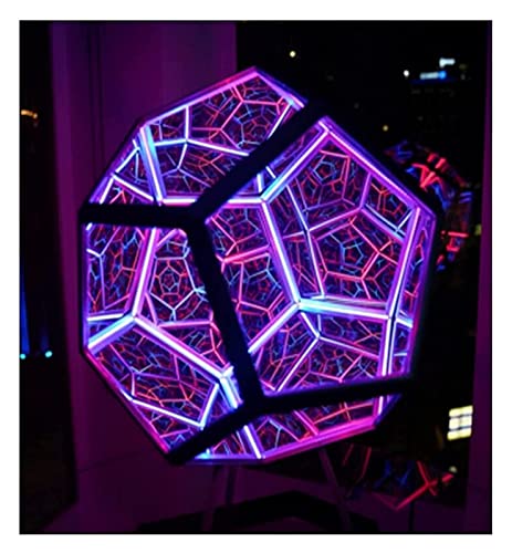 Infinite Dodecahedron Color Art Light, Cool Infinite Spiral Space Lámpara de Color, Dream Dimmable Lámpara de Noche Multicolor para Dormitorio Habitación Infantil Luz de Ambiente