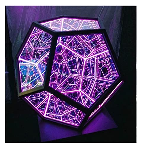 Infinite Dodecahedron Color Art Light, Cool Infinite Spiral Space Lámpara de Color, Dream Dimmable Lámpara de Noche Multicolor para Dormitorio Habitación Infantil Luz de Ambiente