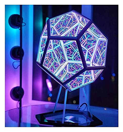 Infinite Dodecahedron Color Art Light, Cool Infinite Spiral Space Lámpara de Color, Dream Dimmable Lámpara de Noche Multicolor para Dormitorio Habitación Infantil Luz de Ambiente