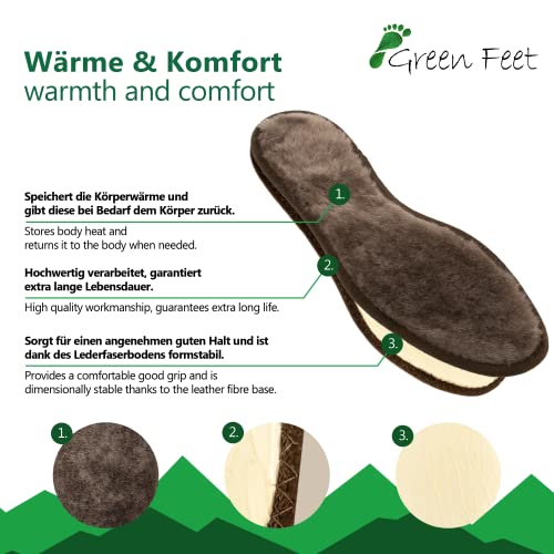 Inserti in pelliccia di agnello Pedag grundgesetz interno in pelliccia di agnello marrone cucita con antiscivolo glacette Ender inferiore, Marrone (marrone), 36