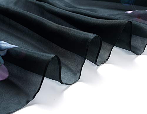 Invisible World Pañuelo Cabeza de Seda Foulard de Pelo Ligera Pintado a Mano para Mujer Mariposa Negro