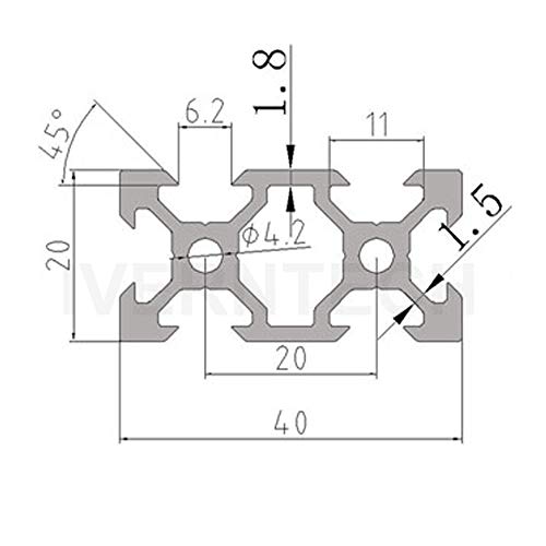 Iverntech 2 Piezas Vtype 500mm 2040 Estándar Europeo Anodizado Negro Perfil De Aluminio Extrusión Lineal Riel Para Impresora 3D y CNC DIY Máquina De Grabado Láser