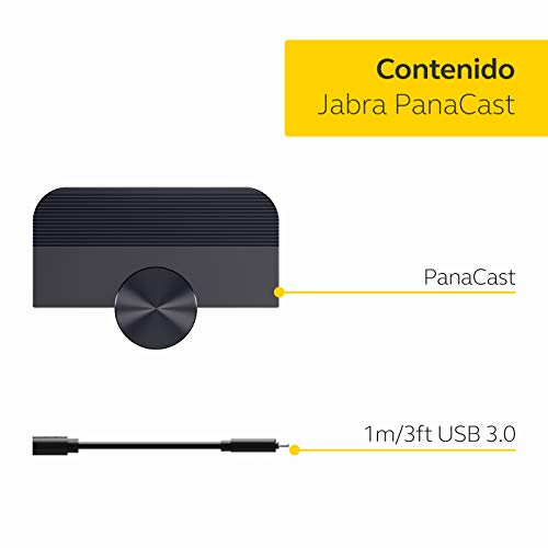 Jabra PanaCast - Cámara Panorámica 4K para Videoconferencias; Sala de Reuniones Plug-and-Play Flexible / Solución de Vídeo con un Campo de Visión de 180 Grados