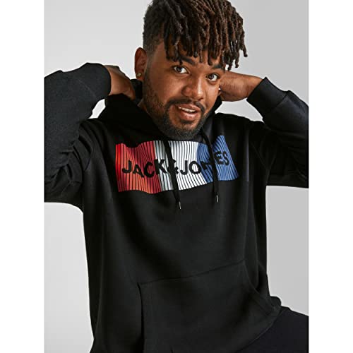 JACK & JONES PLUS JJECORP Logo Sweat Hood Noos PS Sudadera, Negro, 4XL Grandes para Hombre