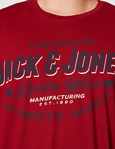 Jack & Jones Plus Jjelogo 2 Col Noos PS-Camiseta de Manga Corta con Cuello Redondo, Red Dahlia, 3XL para Hombre