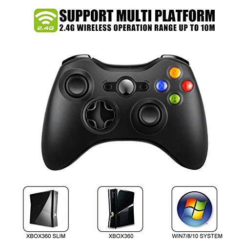 JAMSWALL Controlador inalámbrico para Xbox 360, 2,4 GHz Game Controller Gamepad Enhanced Joystick Remote para Xbox y Slim 360 PC Windows 7, 8, 10