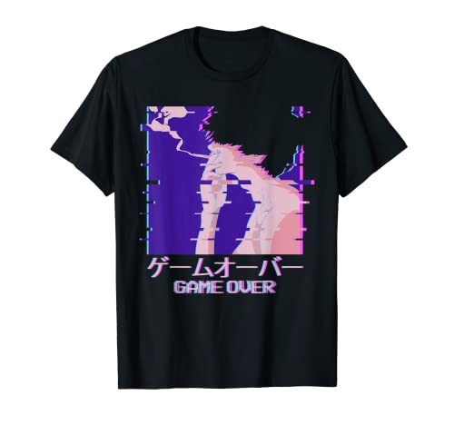 Japones Vaporwave Fumar Sad Anime Boy Game Over Aesthetic Camiseta
