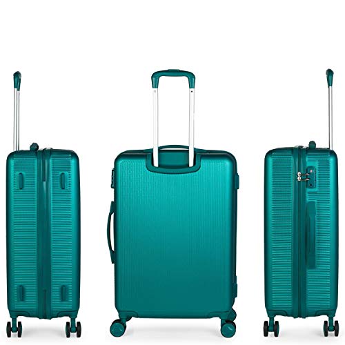 JASLEN - Maleta de Viaje rígida 4 Ruedas Trolley 67 cm Mediana abs. y Ligera. Mango Asas y candado TSA. Calidad y diseño. Estudiantes y Profesionales. 171060, Color Turquesa