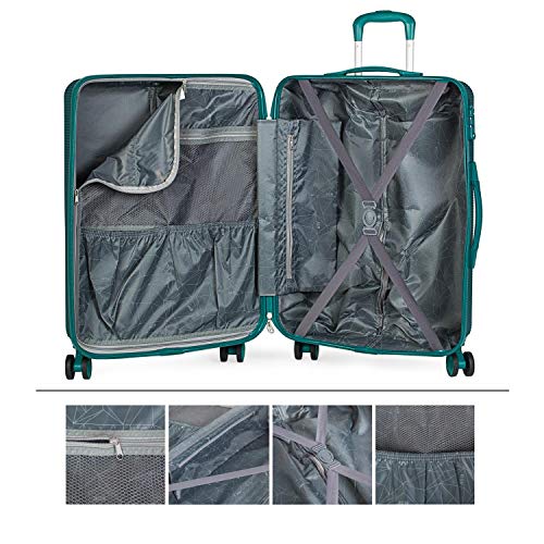 JASLEN - Maleta de Viaje rígida 4 Ruedas Trolley 67 cm Mediana abs. y Ligera. Mango Asas y candado TSA. Calidad y diseño. Estudiantes y Profesionales. 171060, Color Turquesa