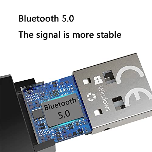 JeoPoom Adaptador Bluetooth 5.0, USB Dongle Bluetooth USB Transmisor y Receptor para Portátil, Auriculares, Altavoces, Teclado, Compatible con Windows 10/8.1/8/7